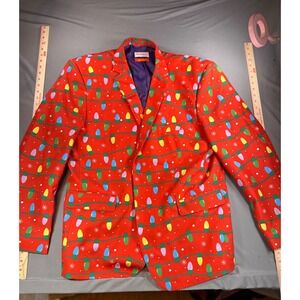 OppoSuits Mens Christmas Blazer Red Holiday Lights Snowflake Jacket XL US 46-48
